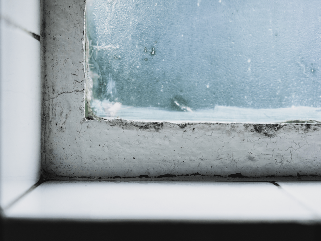 Mietobjekte – beschlagenes Fenster mit Feuchtigkeitsspuren